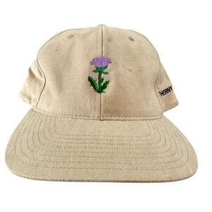 Thornylea Tan Embroidered Flower Baseball Cap Town Talk Cotton Adjustable
